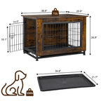 Walsunny Wooden Dog Crate Furniture,Double-Doors Kennel Indoor with Divider and Removable Tray,End Table Dog Crate for Decoration