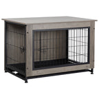 Walsunny Wooden Dog Crate Furniture,Double-Doors Kennel Indoor with Divider and Removable Tray,End Table Dog Crate for Decoration