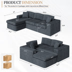 Vongrasig 105" Boneless Couches for Living Room, Sectional Couches Modular Sofa with L-Shaped Chaise, Memory Foam Comfy Cloud Couch with Plush Corduroy Fabric, No Assembly Required, Black