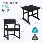 Vongrasig 5 Pieces Patio Dining Set, All Weather Outdoor HDPE Dining Furniture Set with Table and Chairs for 4, Garden Patio Furniture Set for Lawn, Backyard, Poolside, Black