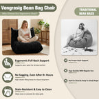 Vongrasig Bean Bag Chair for Adults, Line Fabric Lazy Sofa Couch, Memory Foam Filled Bean Bag Lounge Chair Perfect for Living Room, Bedroom and Office