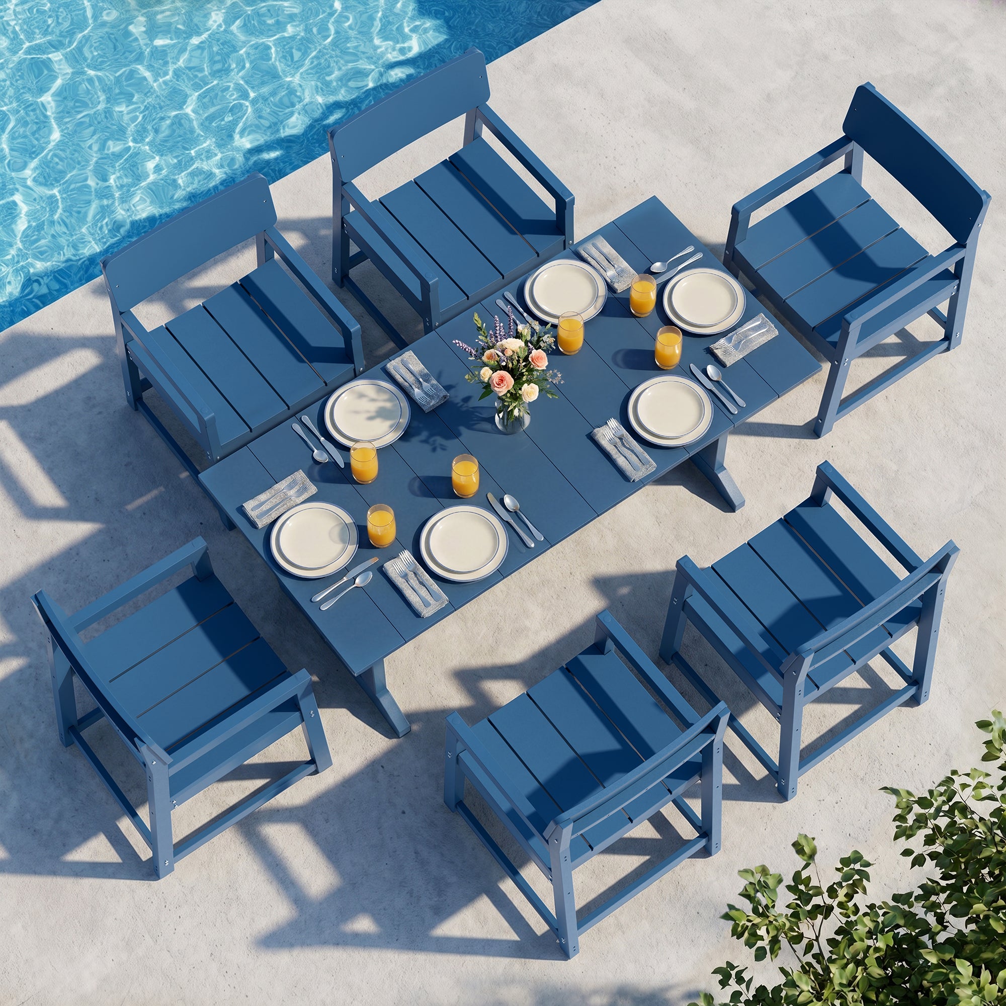Vongrasig 5 Pieces Patio Dining Set, All Weather Outdoor HDPE Dining Furniture Set with Table and Chairs for 4, Garden Patio Furniture Set for Lawn, Backyard, Poolside