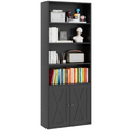 Vongrasig Farmhouse Bookcase with Doors & Storage, Tall 6-Tier Wood Bookshelf for Home Office Organization, Living Room Display, and Bedroom Storage Alternatives, 71-Inch Standing Shelf