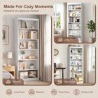 Vongrasig 6-Tier Open Bookshelf, Modern Wood Bookcase| 71" Tall Floor Standing Bookcase, Wood Display Storage Shelf for Home Office Living Room