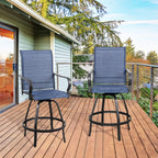 Vongrasig Patio Furniture Outdoor All-Weather Texilene Swivel High Bar Stools Set