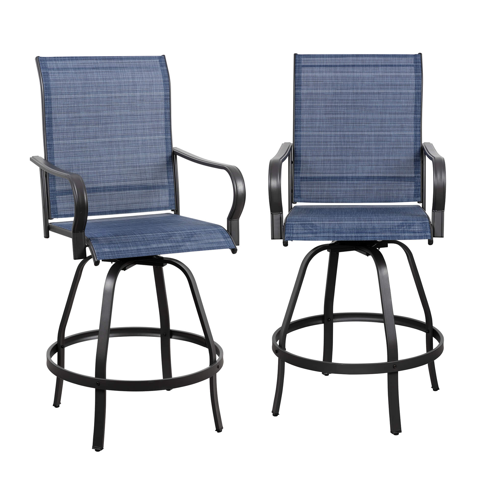 Vongrasig Patio Furniture Outdoor All-Weather Texilene Swivel High Bar Stools Set