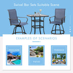 Vongrasig Patio Furniture Outdoor All-Weather Texilene Swivel High Bar Stools Set