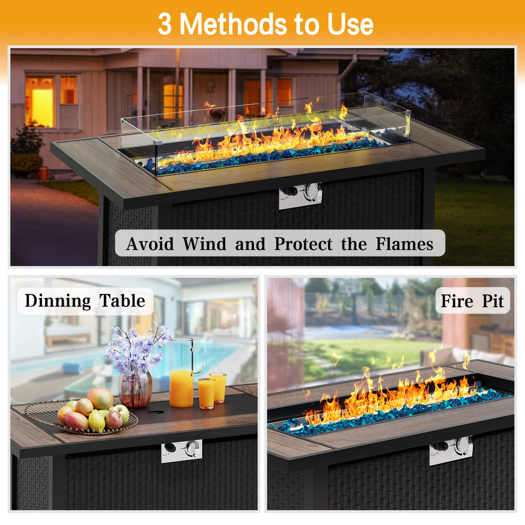 Vongrasig 45" Propane Fire Pit Table 50,000 BTU Steel Gas Fire Pit
