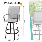 Vongrasig 2 Piece Patio Swivel Bar Chairs, All Weather Metal Textile High Swivel Bar Stools Chairs, Outdoor High Top Bistro Set for Backyard, Lawn Garden, Balcony
