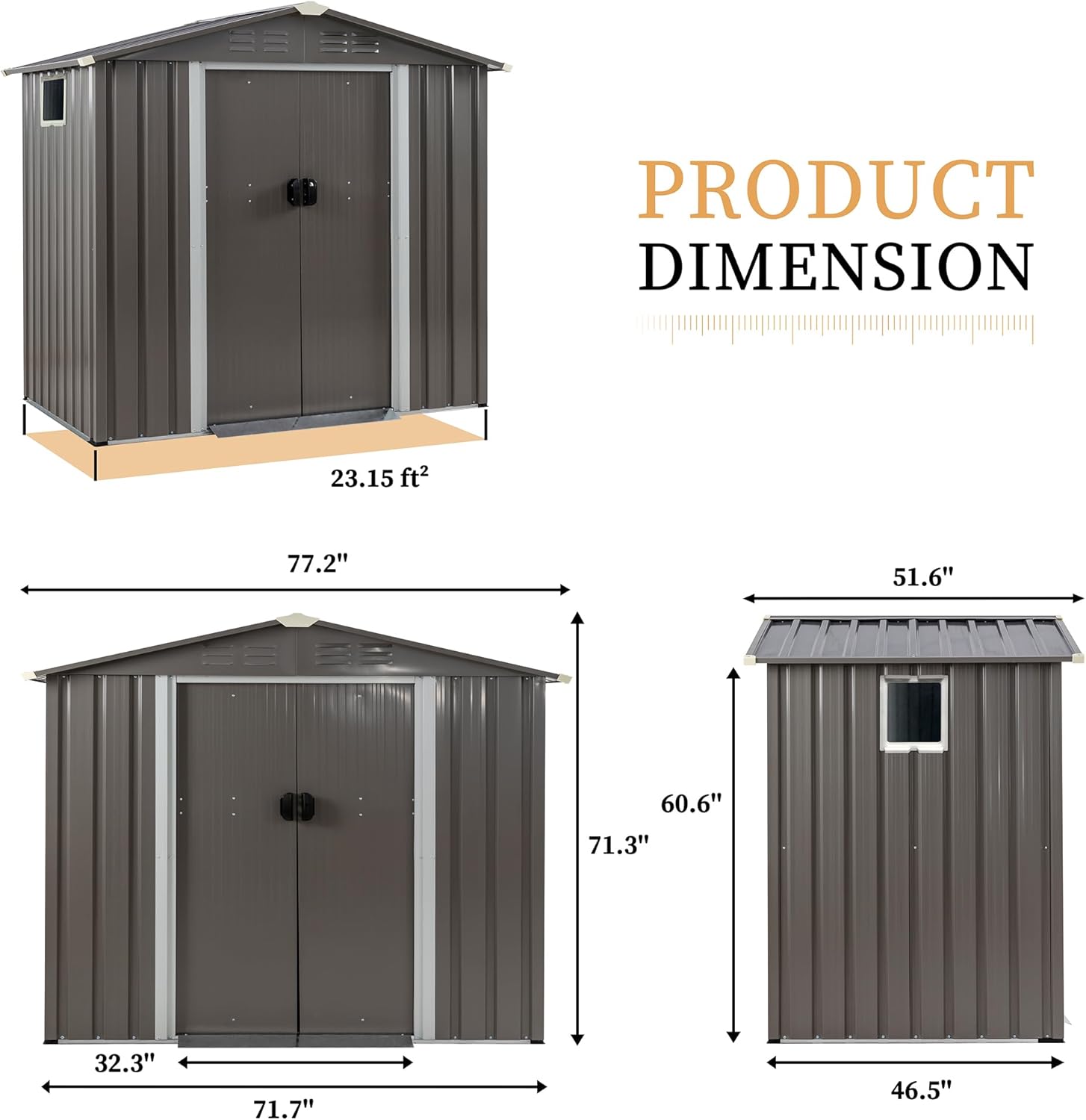 Vongrasig 6x4 FT Outdoor Storage Shed, Metal Graden Shed with Window and Lockable Door, All-Weather Tool Shed for Backyard Garden Patio Lawn