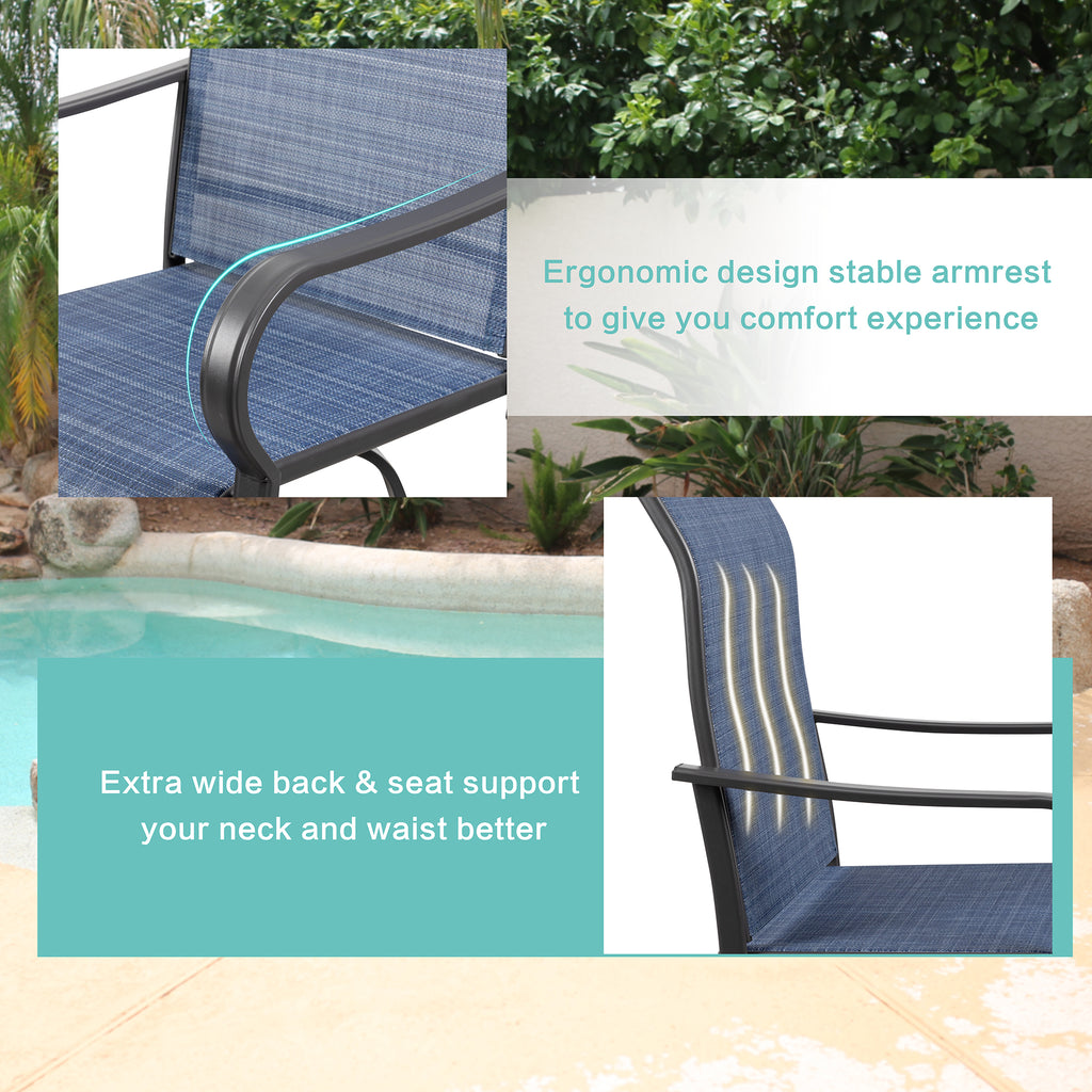 Vongrasig 2 Piece Patio Swivel Bar Chairs, All Weather Metal Textile High Swivel Bar Stools Chairs, Outdoor High Top Bistro Set for Backyard, Lawn Garden, Balcony