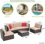Vongrasig Patio Furniture Sets, Outdoor Patio Set Sectional Sofa, All-Weather PE Rattan Outdoor Couch with Ottoman, Glass Table for Garden, Backyard, Porch
