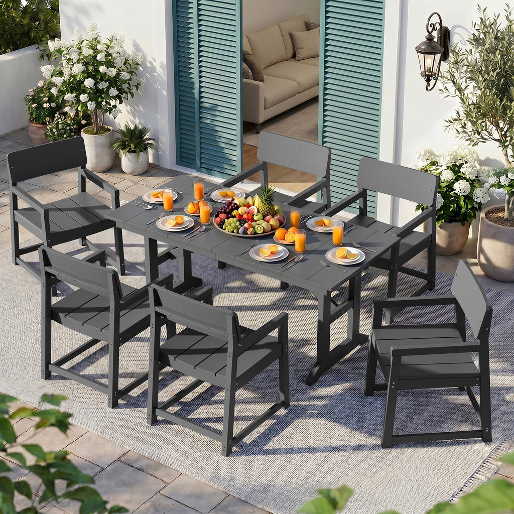 Vongrasig 5 Pieces Patio Dining Set, All Weather Outdoor HDPE Dining Furniture Set with Table and Chairs for 4, Garden Patio Furniture Set for Lawn, Backyard, Poolside