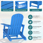 Vongrasig Adirondack Chairs Set of 2 with Removable Tabletop, Outdoor HDPE Plastic Fire Pit Chair Set with Wooden Textured, Cup Holder for Patio, Poolside, Deck, Garden