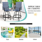 Vongrasig 2 Piece Patio Swivel Bar Chairs, All Weather Metal Textile High Swivel Bar Stools Chairs, Outdoor High Top Bistro Set for Backyard, Lawn Garden, Balcony
