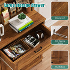 Vongrasig Kitchen Pantry Cabinet, Farmhouse Kitchen Hutch Tall Storage Cabinet with Doors and Shelves, Modern Food Pantry for Dining Room