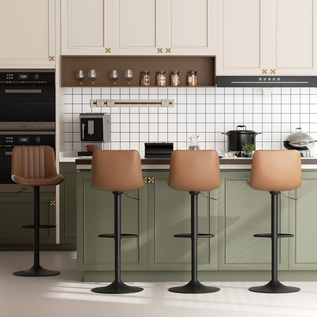 Walsunny Bar Stools Set of 2,Adjustable Leather Counter Height with High Backrest,Bar Chairs for Kitchen Island Dining£¬Room Bar (7562958831792)
