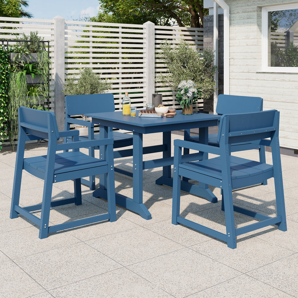 Vongrasig 5 Pieces Patio Dining Set, All Weather Outdoor HDPE Dining Furniture Set with Table and Chairs for 4, Garden Patio Furniture Set for Lawn, Backyard, Poolside