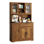 Vongrasig Kitchen Pantry Cabinet, Farmhouse Kitchen Hutch Tall Storage Cabinet with Doors and Shelves, Modern Food Pantry for Dining Room