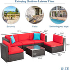 Vongrasig Patio Furniture Sets, Outdoor Patio Set Sectional Sofa, All-Weather PE Rattan Outdoor Couch with Ottoman, Glass Table for Garden, Backyard, Porch