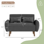 Vongrasig 48" Small Modern Loveseat Sofa, Mid Century Soft Corduroy Fabric 3-Seat Sofa Couch Tufted with Back Cushions and Tapered Legs for Living Room, Bedroom and Small Space