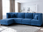 Walsunny Velvet 5 Pieces Modular Sectional Sofa L-Shaped Couch With Reversible Chaise (7223391125680)