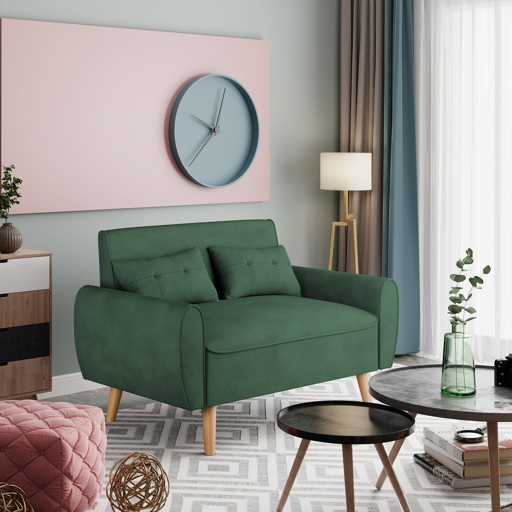 Vongrasig 48" Small Modern Loveseat Sofa, Mid Century Soft Corduroy Fabric 3-Seat Sofa Couch Tufted with Back Cushions and Tapered Legs for Living Room, Bedroom and Small Space