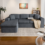 Vongrasig 105" Boneless Couches for Living Room, Sectional Couches Modular Sofa with L-Shaped Chaise, Memory Foam Comfy Cloud Couch with Plush Corduroy Fabric, No Assembly Required, Black