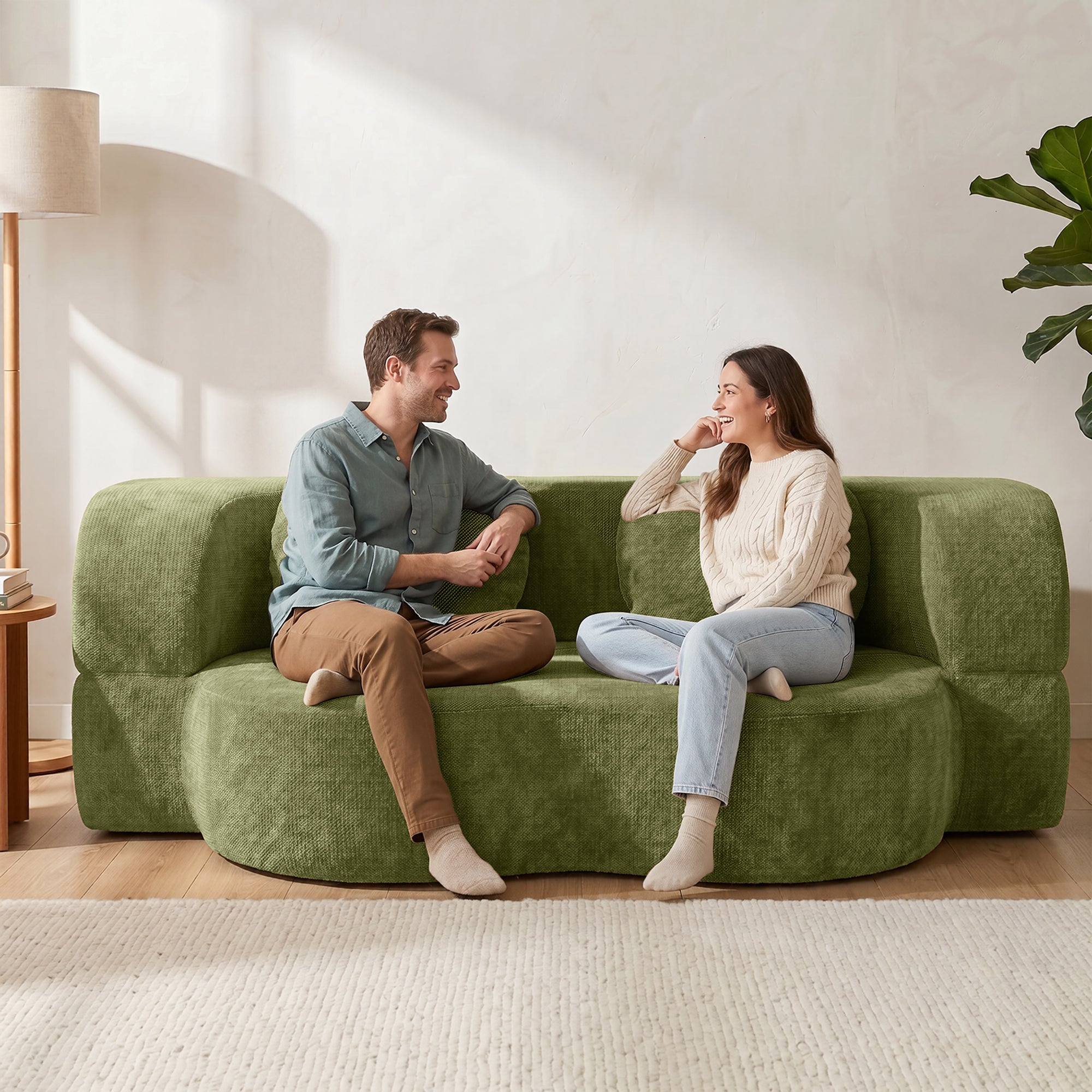 Vongrasig 77” Convertible Sofa Bed, Folding Boneless Couch, Floor Sofa 2-in-1 Curved Couch for Small Living Room, Apartment, Guest Room