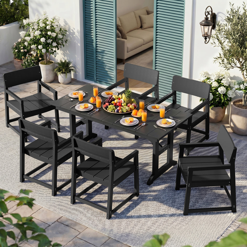 Vongrasig 5 Pieces Patio Dining Set, All Weather Outdoor HDPE Dining Furniture Set with Table and Chairs for 4, Garden Patio Furniture Set for Lawn, Backyard, Poolside