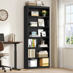 Vongrasig 6-Tier Open Bookshelf, Modern Wood Bookcase| 71" Tall Floor Standing Bookcase, Wood Display Storage Shelf for Home Office Living Room