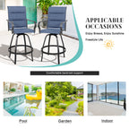 Vongrasig 2 Piece Patio Swivel Bar Chairs, All Weather Metal Textile High Swivel Bar Stools Chairs, Outdoor High Top Bistro Set for Backyard, Lawn Garden, Balcony