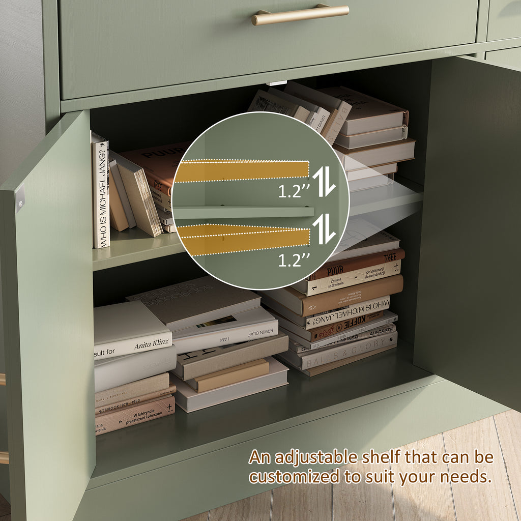 Vongrasig 43” Coffee Bar Cabinet, Farmhouse Buffet Cabinet with Storage, Sideboard Buffet with Drawers and Shelves for Kitchen