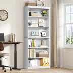 Vongrasig 6-Tier Open Bookshelf, Modern Wood Bookcase| 71" Tall Floor Standing Bookcase, Wood Display Storage Shelf for Home Office Living Room