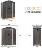 Vongrasig 5 x 3 x 6 FT Outdoor Storage Shed Clearance, Metal Garden Shed with Large Window and Lockable Door, Anti-Corrosion Waterproof Tool Shed for Backyard Patio, Lawn
