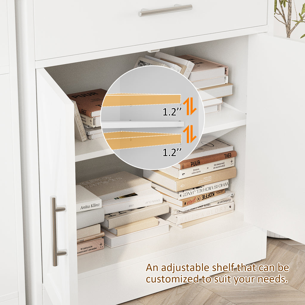 Vongrasig Farmhouse Coffee Bar Cabinet, Small Sideboard Buffet with Storage, Modern Kitchen Storage Cabinet with 1 Drawer and 2 Doors for Kitchen, Dining Room