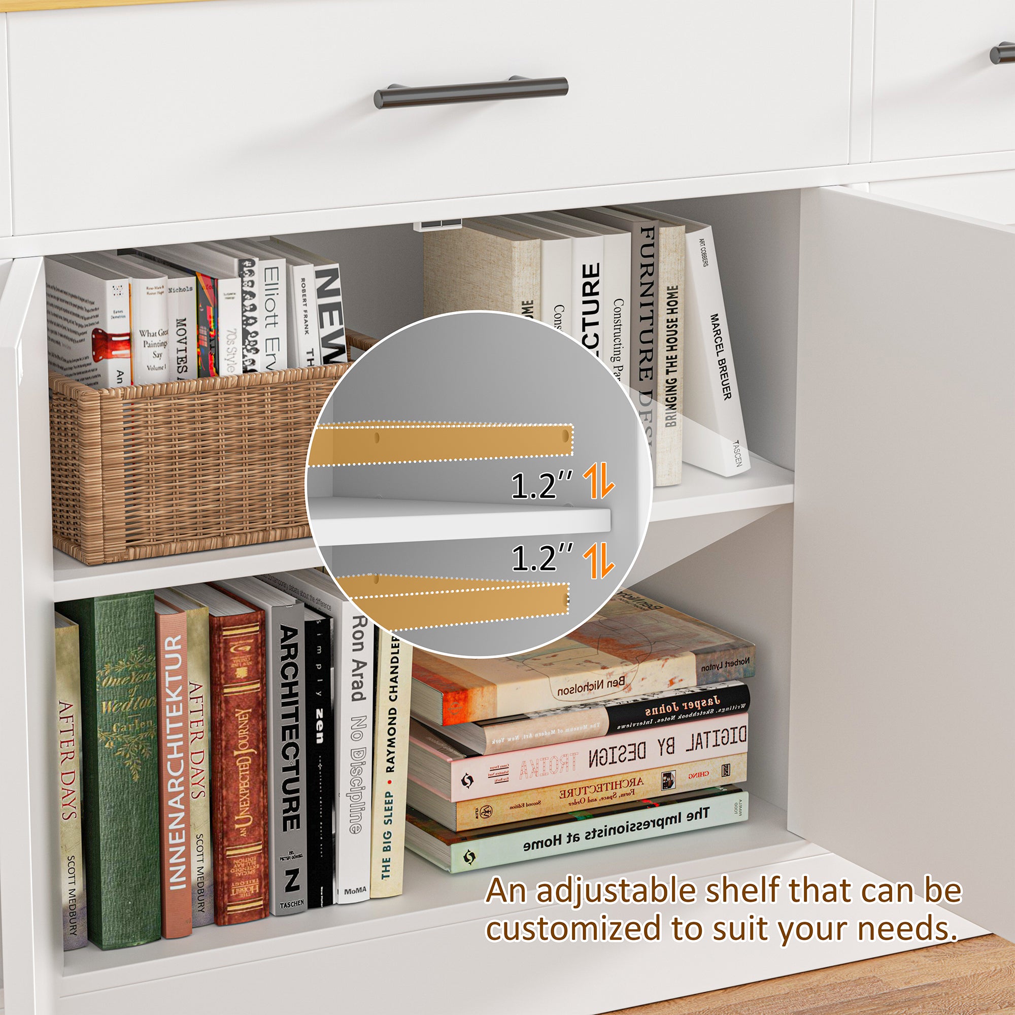 Vongrasig Buffet Cabinet with Storage, Farmhouse Coffee Bar Cabinet with Drawers, 53” Large Modern Sideboard Buffet with Adjustable Shelves for Kitchen, Dining Room