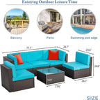 Vongrasig Patio Furniture Sets, Outdoor Patio Set Sectional Sofa, All-Weather PE Rattan Outdoor Couch with Ottoman, Glass Table for Garden, Backyard, Porch