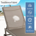 Walsunny Patio Furniture 2 Pieces Outdoor Lounge Chairs With Wheels#color_khaki