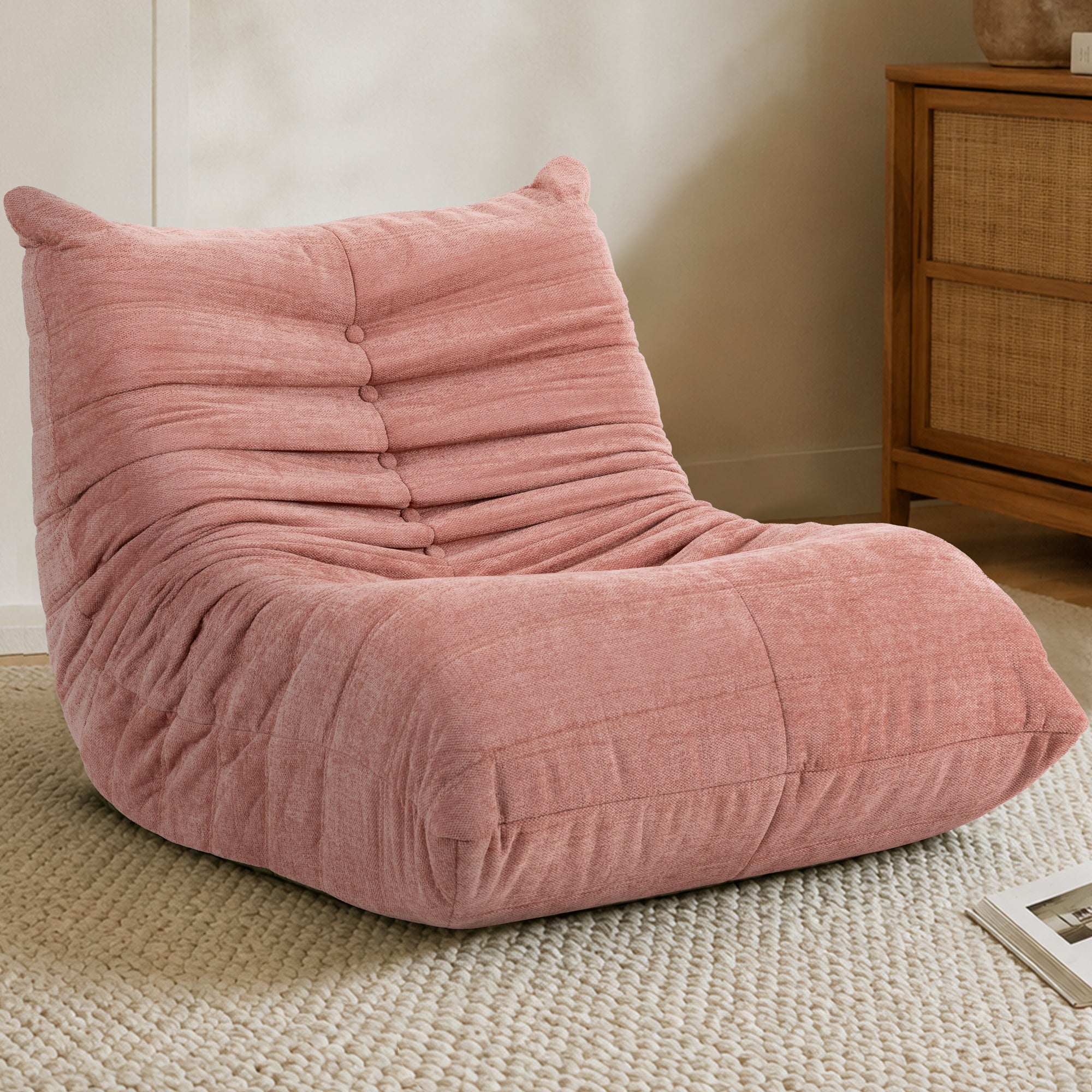 Vongrasig Bean Bag Chair for Adults, Line Fabric Lazy Sofa Couch, Memory Foam Filled Bean Bag Lounge Chair Perfect for Living Room, Bedroom and Office