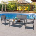 Vongrasig 4 Pieces Patio Furniture Sets,Outdoor Patio Conversation Sets with Glass Coffee Table, Small Porch Balcony Furniture, Patio Table and Chairs Set for Garden, Backyard
