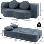 Vongrasig 77” Convertible Sofa Bed, Folding Boneless Couch, Floor Sofa 2-in-1 Curved Couch for Small Living Room, Apartment, Guest Room