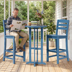 Vongrasig 3 Piece Patio Bar Set, All Weather HDPE High Bistro Stools Chair Set of 2 and Round Pub Bar Table, Outdoor High Top Patio Set for Lawn Garden, Balcony