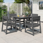 Vongrasig 5 Pieces Patio Dining Set, All Weather Outdoor HDPE Dining Furniture Set with Table and Chairs for 4, Garden Patio Furniture Set for Lawn, Backyard, Poolside
