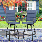 Vongrasig 2 Piece Patio Swivel Bar Chairs, All Weather Metal Textile High Swivel Bar Stools Chairs, Outdoor High Top Bistro Set for Backyard, Lawn Garden, Balcony