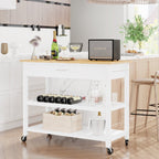 Walsunny 40¡®¡¯ Kitchen Island Storage & Bar Cart with Solid Wood Top#color_white (7278481473712)