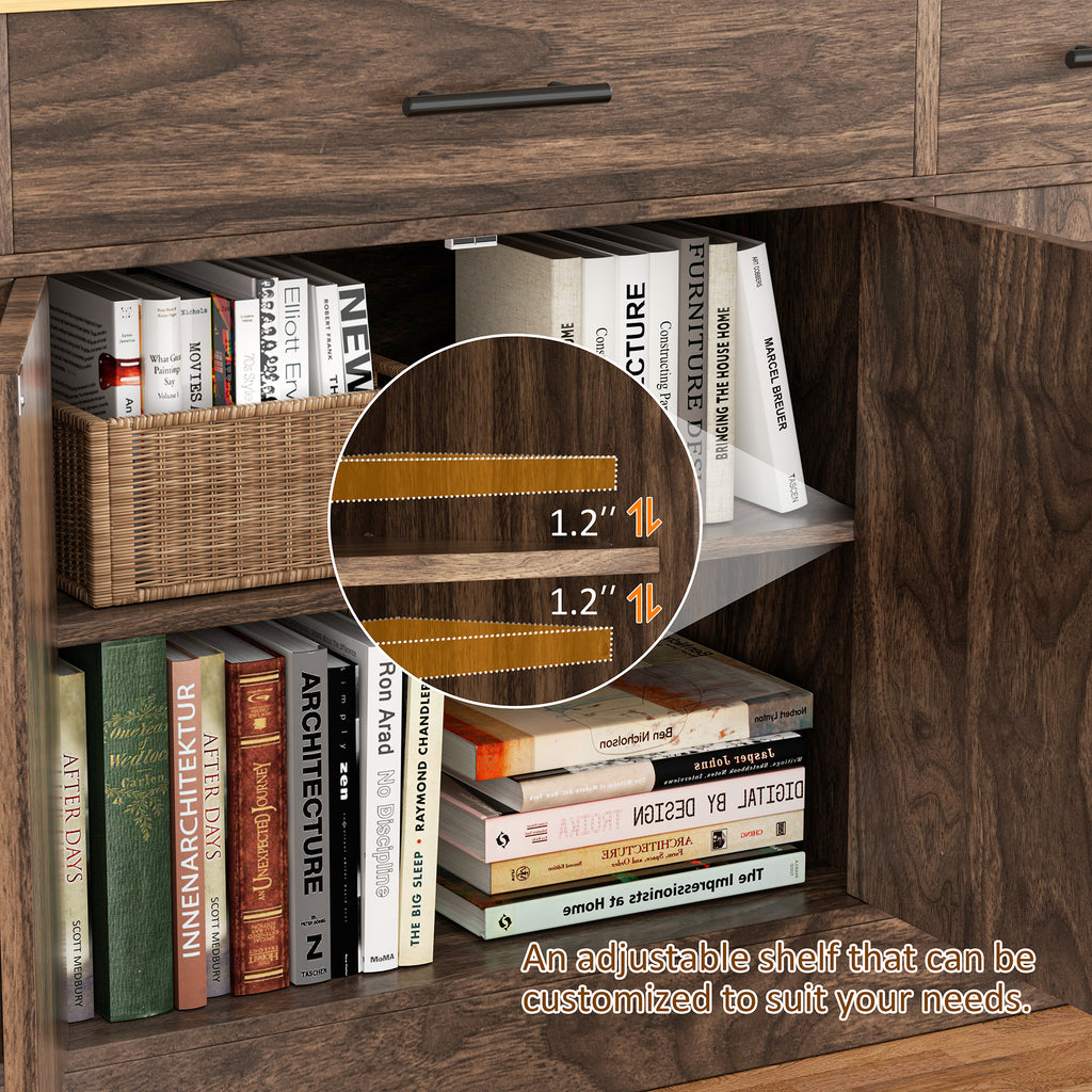 Vongrasig Buffet Cabinet with Storage, Farmhouse Coffee Bar Cabinet with Drawers, 53” Large Modern Sideboard Buffet with Adjustable Shelves for Kitchen, Dining Room