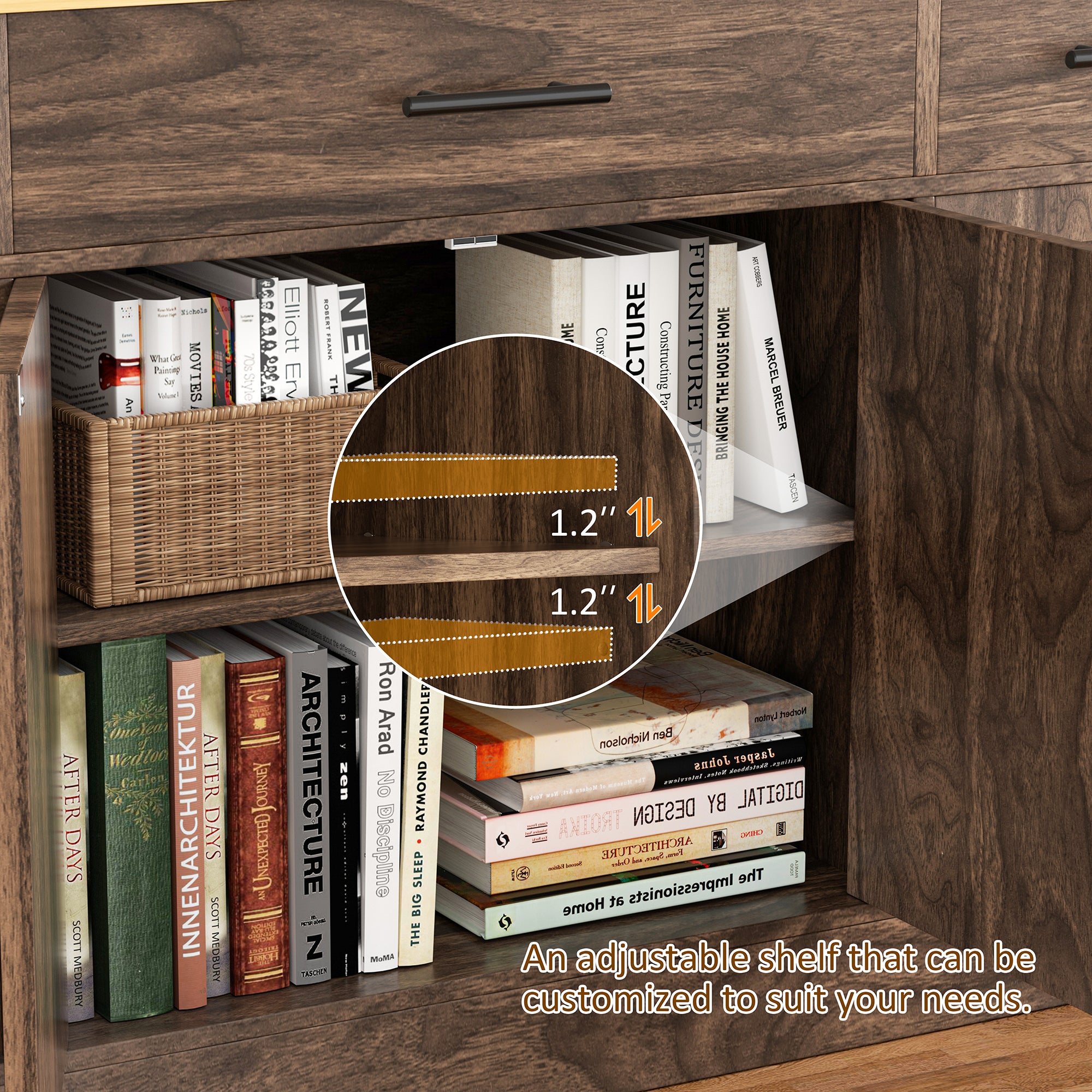 Vongrasig Buffet Cabinet with Storage, Farmhouse Coffee Bar Cabinet with Drawers, 53” Large Modern Sideboard Buffet with Adjustable Shelves for Kitchen, Dining Room