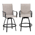 Vongrasig Patio Furniture Outdoor All-Weather Texilene Swivel High Bar Stools Set