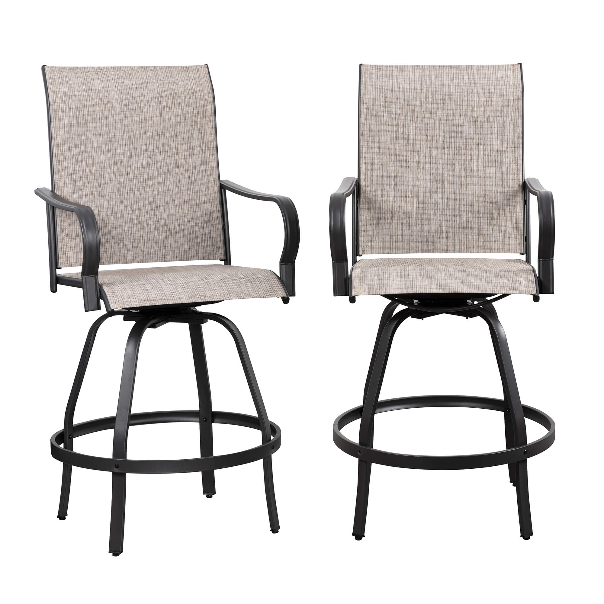 Vongrasig Patio Furniture Outdoor All-Weather Texilene Swivel High Bar Stools Set